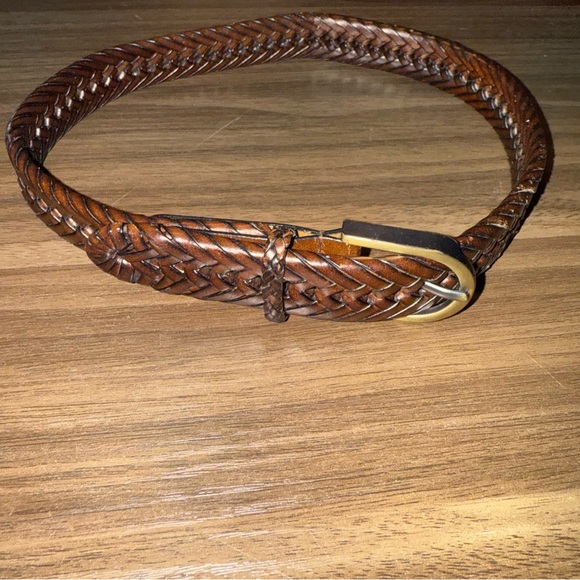 None Other - Boys Brown Braided Faux Leather Braided Belt Made Very Well Size 20-22”